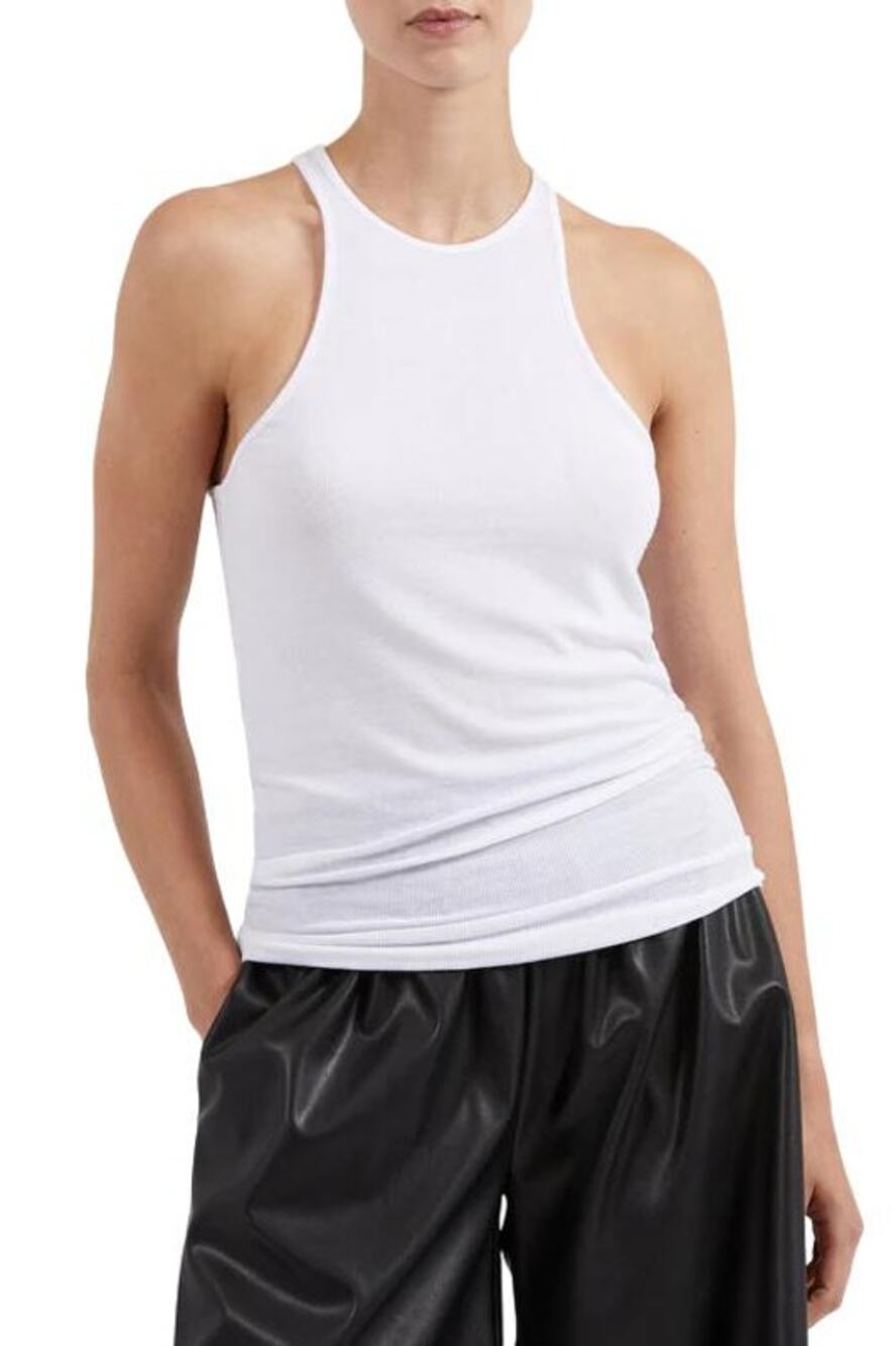 ATM Anthony Thomas Melillo Reverse Racerback Rib Tank White Chalk XS NEW Minimal